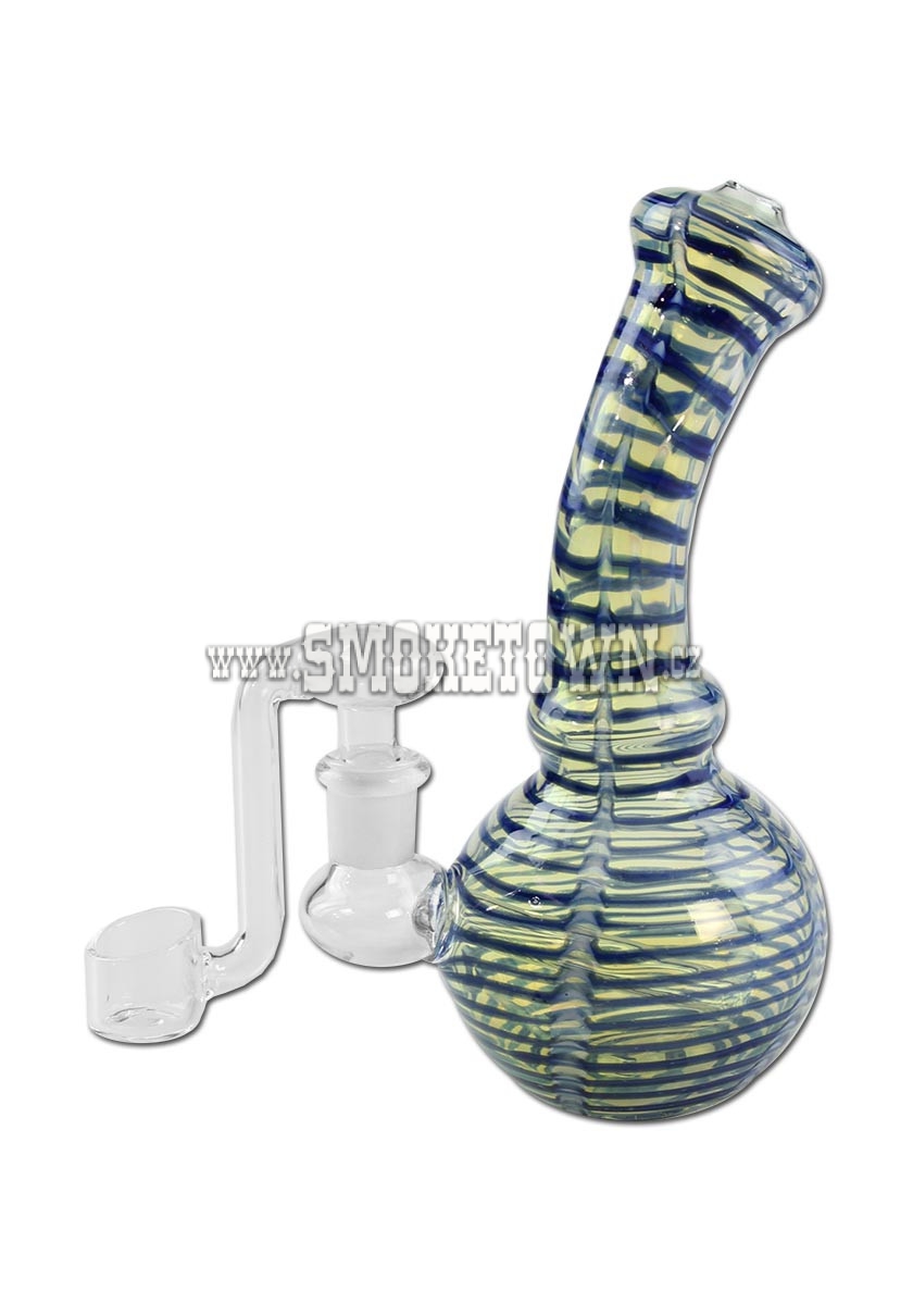 Oil Glass Bong with Banger & Stripes blue 18cm
