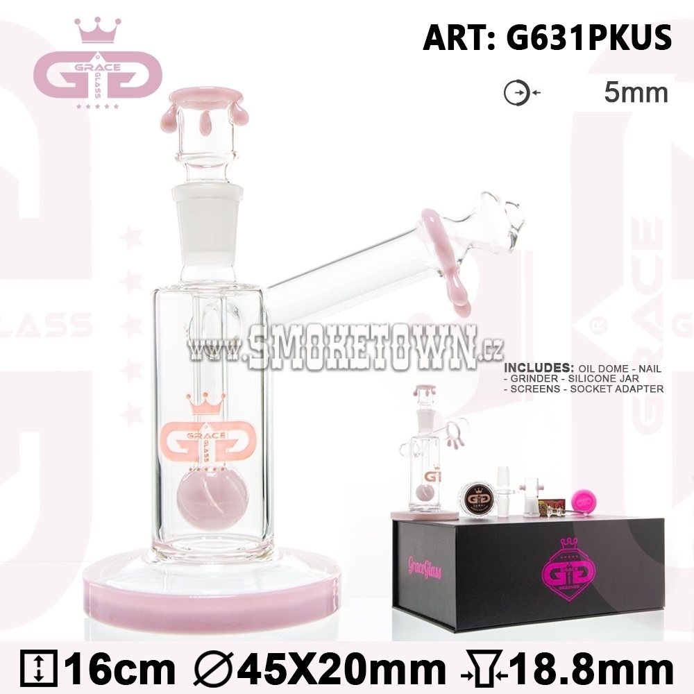 Grace Glass OG Series Drips Bong in Solid Box Pink 15cm