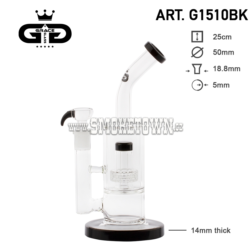 Grace Glass Double Bubble Glass Bong Black 25cm