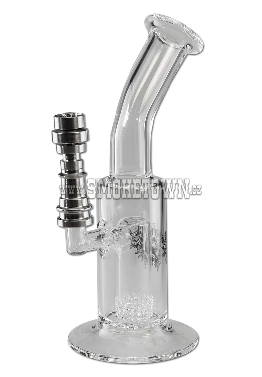 Black Leaf Bird Cage Glass Bong Titanium Oil Nail 21cm