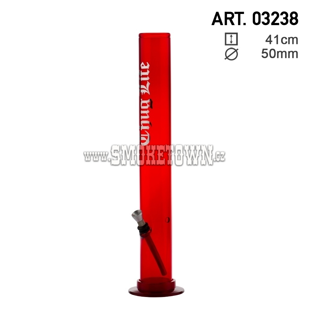 Acrylic Bong Thug Life Red 41cm Straight