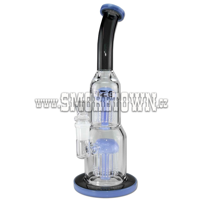Blaze Glass Glass Bong 2x Tree Perco Black Blue 30cm