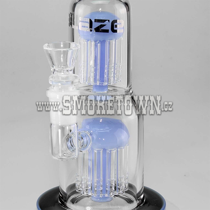 Blaze Glass Glass Bong 2x Tree Perco Black Blue 30cm 2