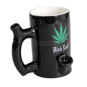 Black Leaf Ceramic Mug Bong Wake Bake