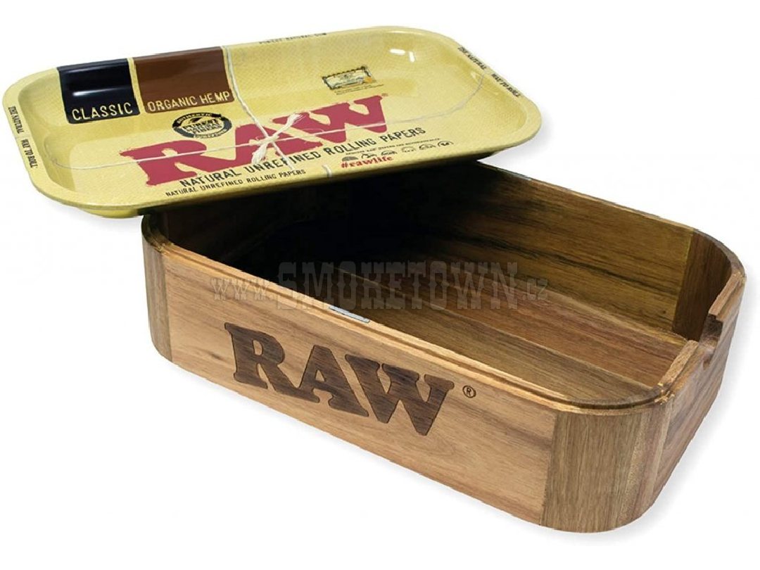 Raw Wooden Box With Magnetic Cover Tray