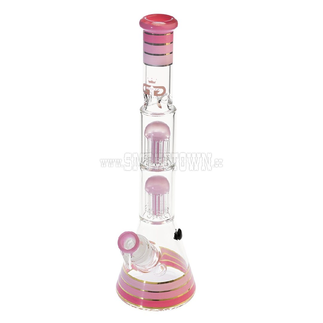Grace Glass Golden Line Tower Pink Beaker Tree arm perc Bong 40cm 2