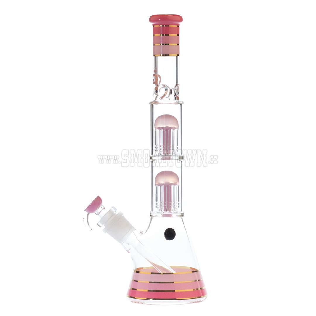 Grace Glass Golden Line Tower Pink Beaker Tree arm perc Bong 40cm