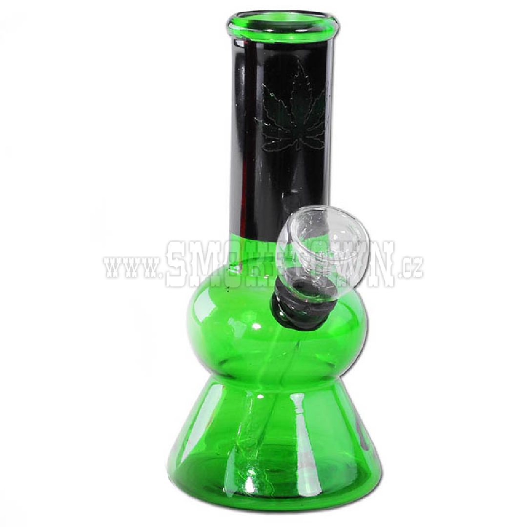 Mini Bong with Hemp Leaf Green 14cm