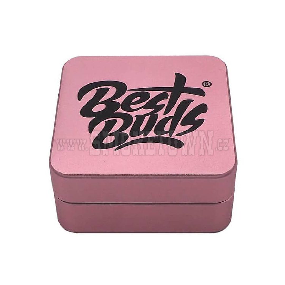 Best Buds Flat Square Aluminium Grinder Flamingo 2 Parts (50mm)