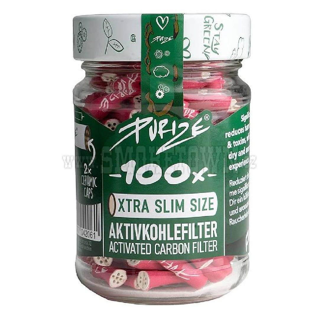 PURIZE Aktivní uhlíkové filtry 5.9mm, 100 ks růžové – skleněné balení 2