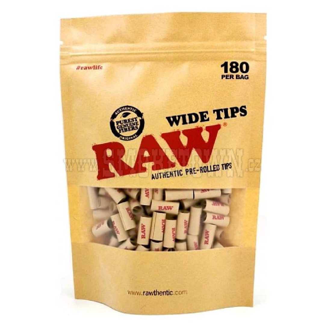 RAW WIDE PREROLLED TIPS 180ks-8mm