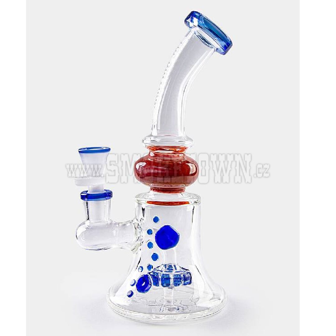 Glass Bong BULLDOG TBA x CALVO 23cm blue+red