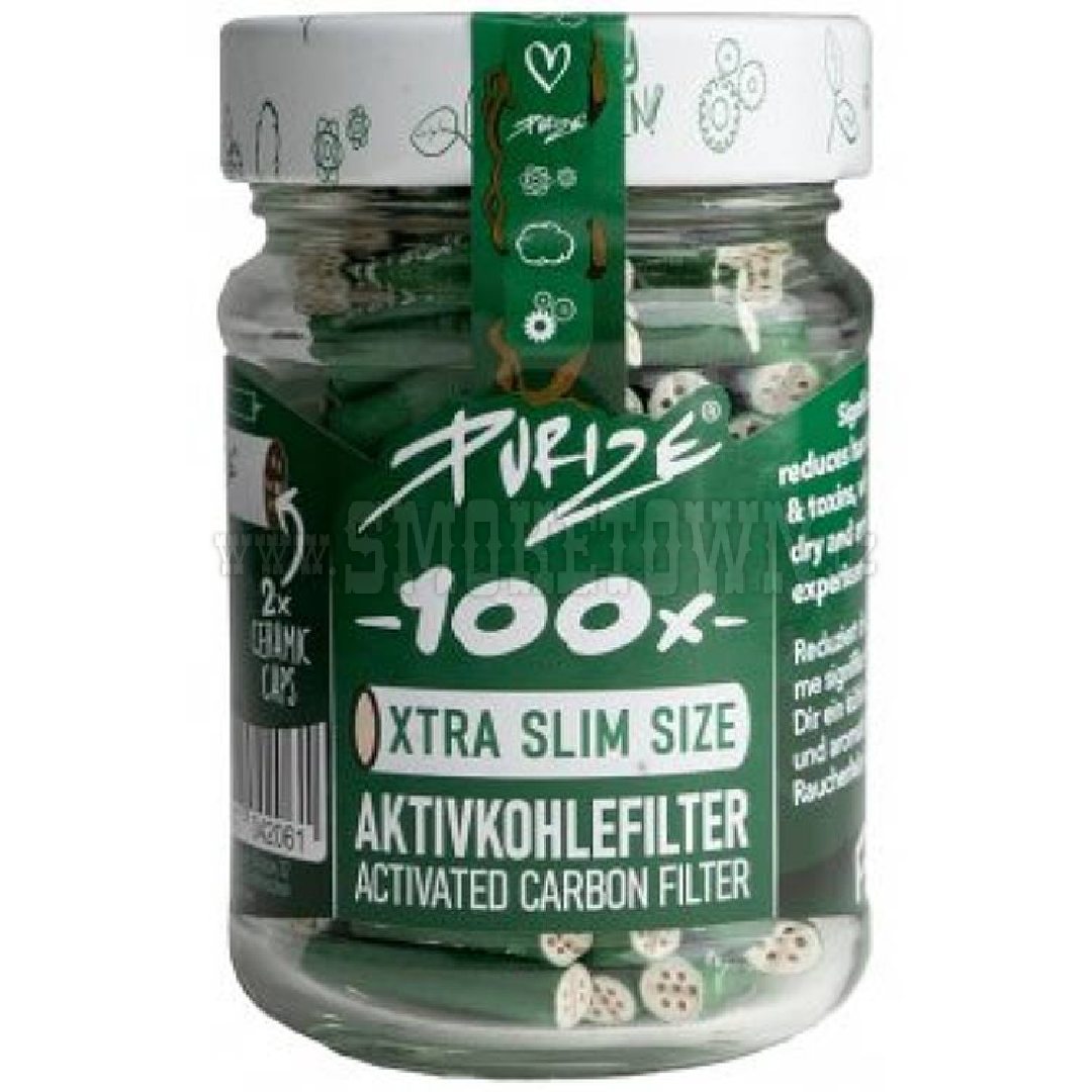 PURIZE Aktivní uhlíkové filtry 5.9mm, 100 ks zelené – skleněné balení
