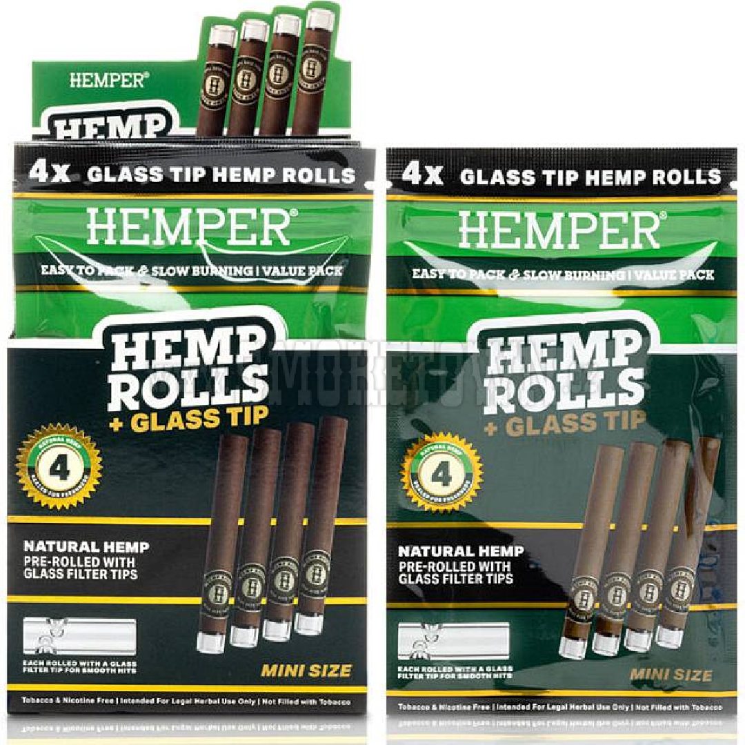 Hemper 4pk Mini Rolls s Glass Tips – Hemp Paper Natural