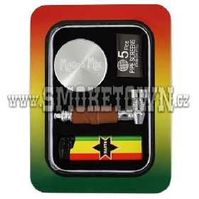 Rasta Metal Pipe Giftset with Grinder and Lighter